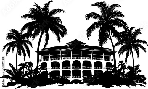 Silhouette of Hotel, Hotel vector illustration