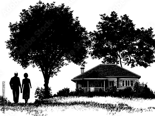 Nursing home silhouette design, Nursing home vector illustration