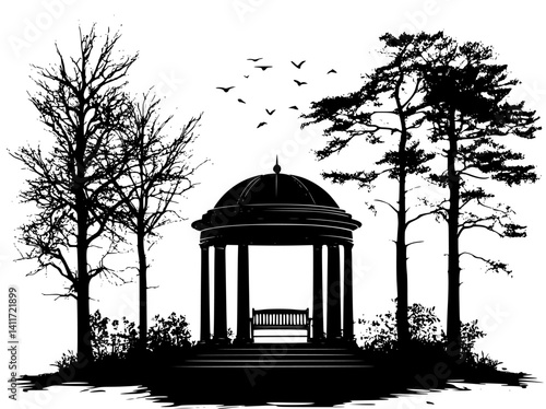 Park Pavillion silhouette design, Park Pavillion vector illustration