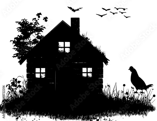 Silhouette of Poultry house, Poultry house vector illustration