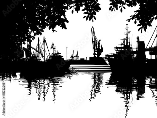Port silhouette design, Port vector illustration