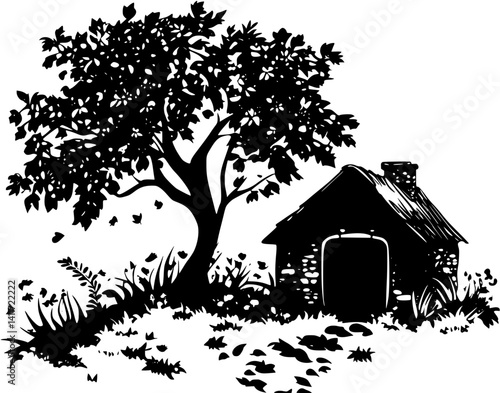 Root cellar silhouette design, Root cellar vector illustration