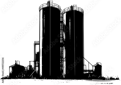 Silo silhouette design, Silo vector illustration