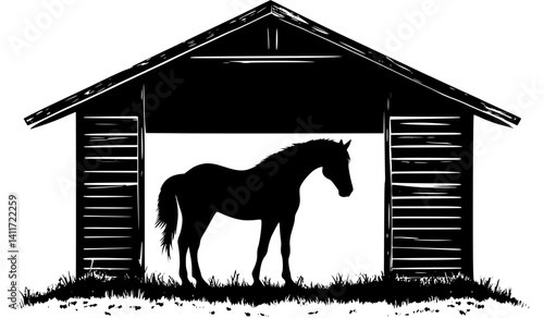 Stable silhouette design, Stable vector illustration