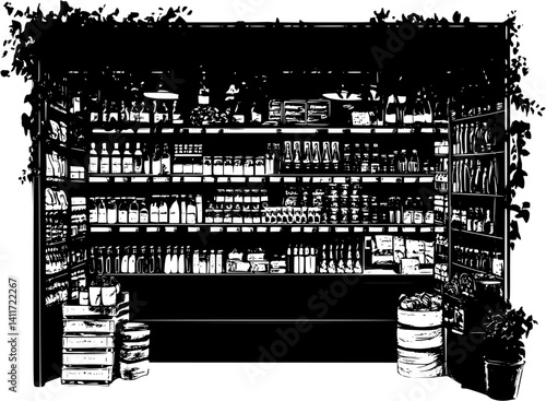 Silhouette of Supermarket, Supermarket vector illustration