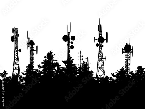 Silhouette of Telecommunication tower, Telecommunication tower vector illustration