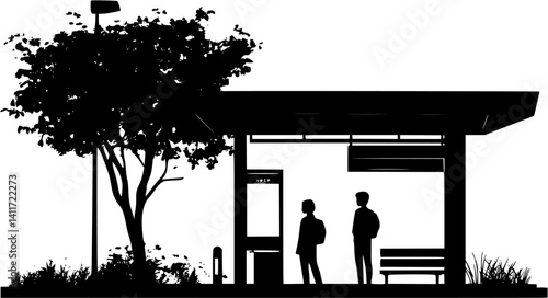 Silhouette of Taxi stand, Taxi stand vector illustration