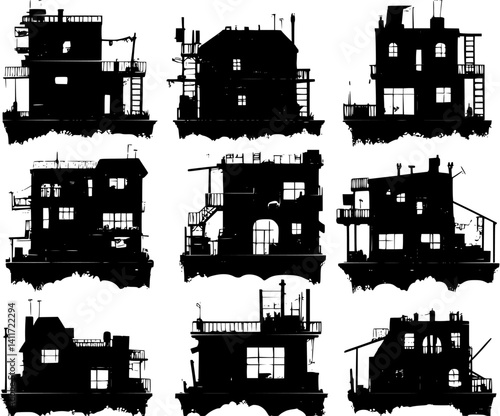 Silhouette of Underground building, Underground building vector illustration