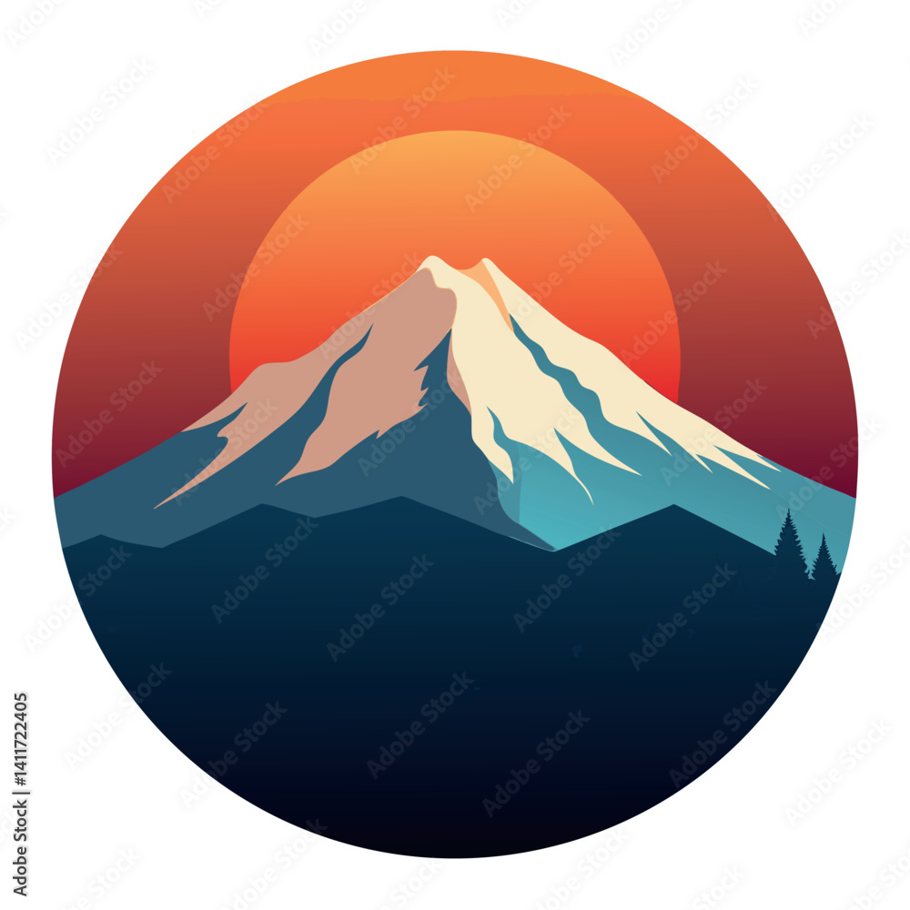 Vector art of mount rainier on white background