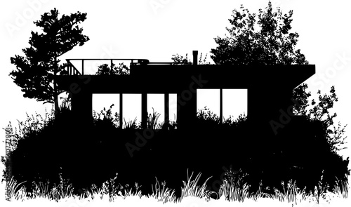 Earthship silhouette design, Earthship illustration art