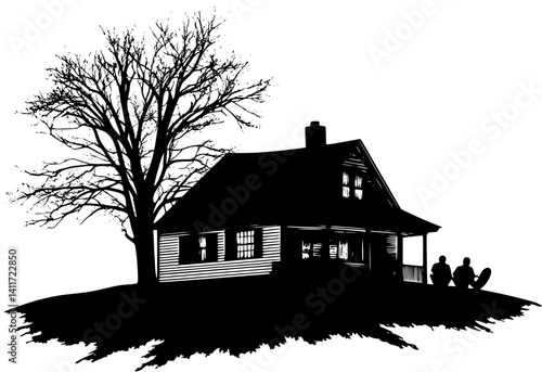 Group home silhouette design, Group home illustration art