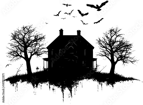 Silhouette of Halfway house, Halfway house illustration art