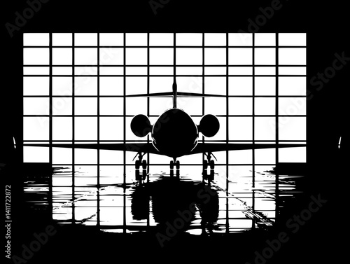 Hangar silhouette design, Hangar illustration art