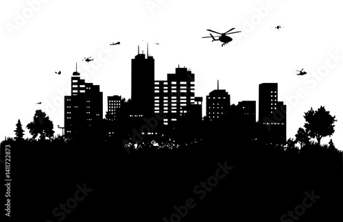 Hospital silhouette design, Hospital illustration art