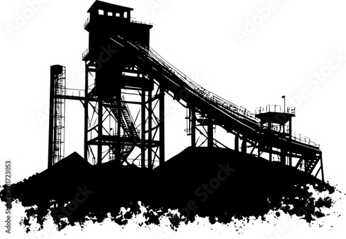 Silhouette of Mining facility, Mining facility illustration art