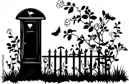 Silhouette of Post office, Post office illustration art