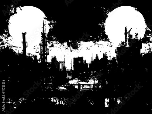 Refinery silhouette design, Refinery illustration art