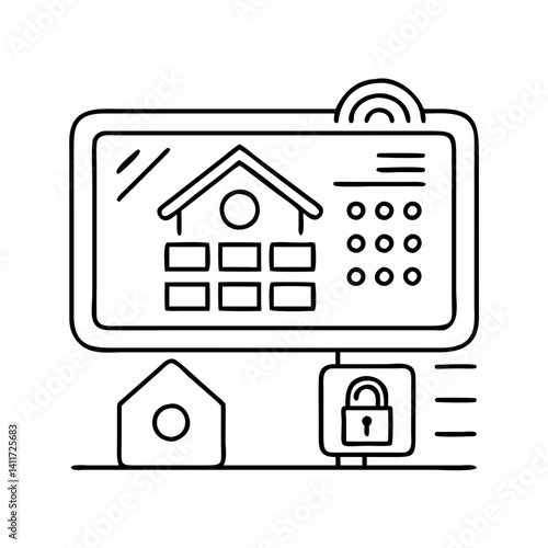 Smart Home Security System Monitoring Interface Displaying House Status and Security Features