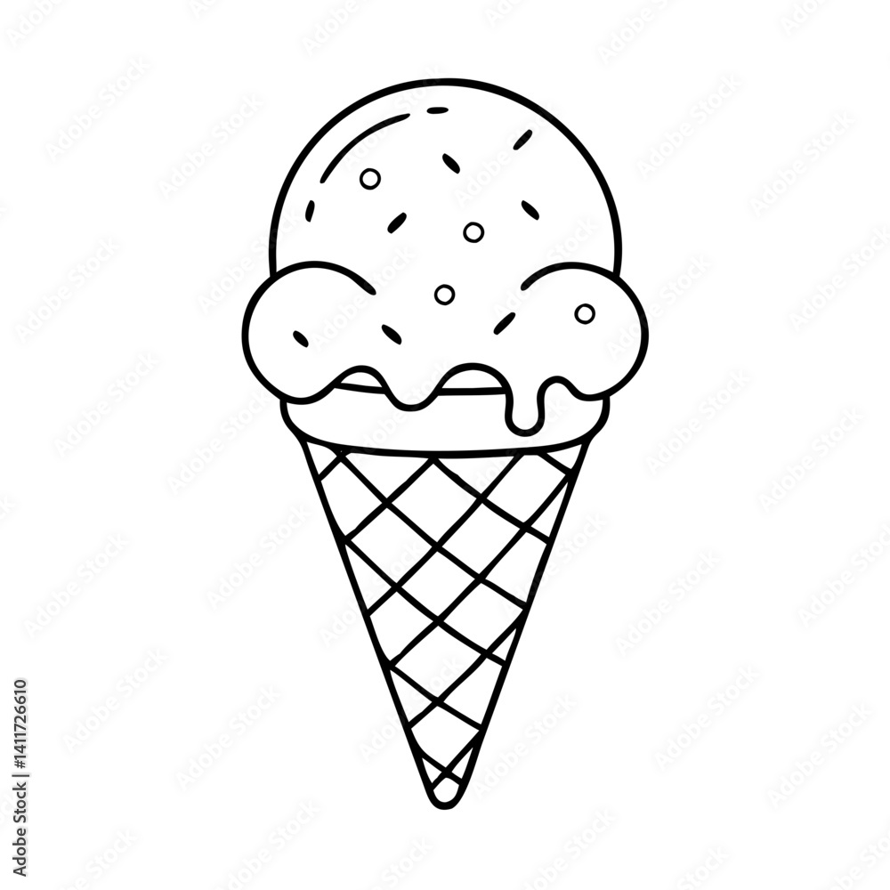 Delicious Ice Cream Cone with Sprinkles Melted Summer Treat Dessert Delicious Ice Cream Cone with Sprinkles Melted Summer Treat Dessert
