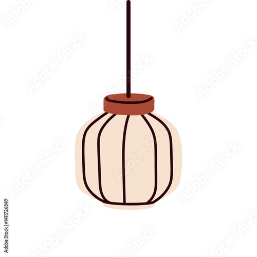 Pendant ceiling lamp hanging on cord. Home interior light decor, lantern. Coz...