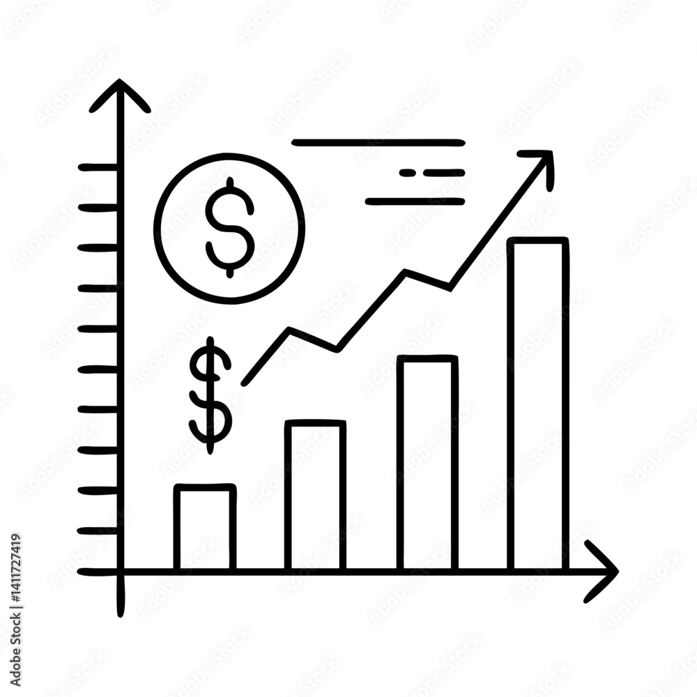 Financial Growth Chart Showing Increasing Profits and Revenue Over Time Financial Growth Chart Showing Increasing Profits and Revenue Over Time