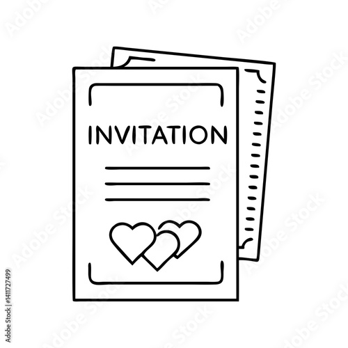 Romantic Wedding Invitation Card Design with Hearts