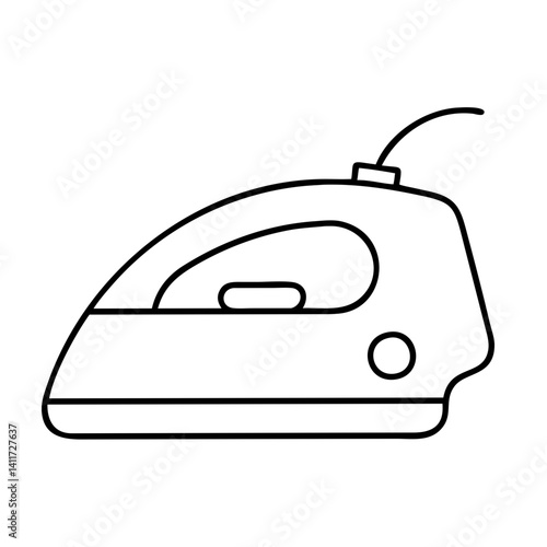 A Simple Line Drawing of a Modern Electric Iron for Clothes