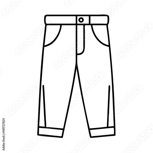 Line Drawing of a Pair of Trousers with Pockets and Belt Loops