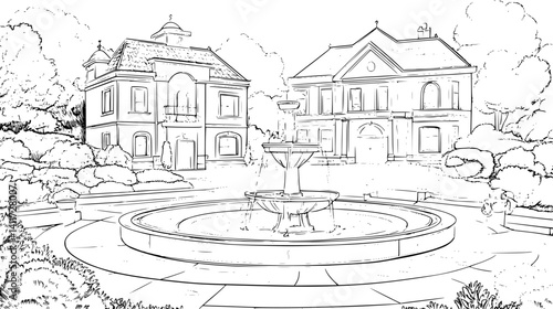 Two Baroque style Fountain houses designs, Baroque style Fountain houses vector graphic