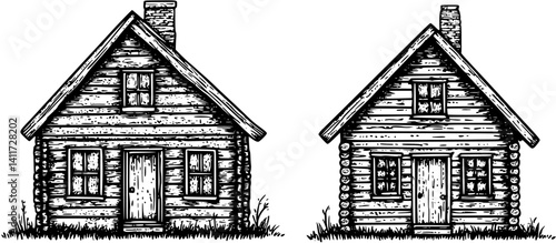 Two Cape Cod style Cabins designs, Cape Cod style Cabins vector graphic