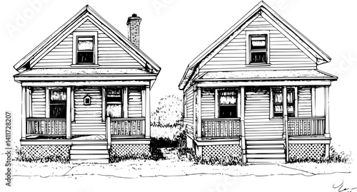Two Cape Cod style Cottages designs, Cape Cod style Cottages vector graphic