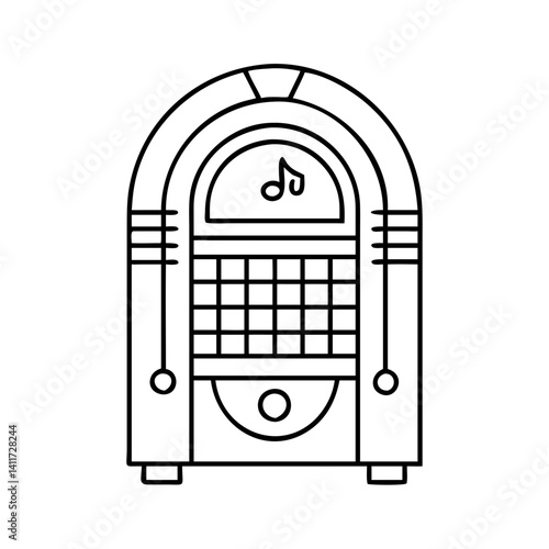 Classic Vintage Jukebox Music Machine Outline Illustration Design