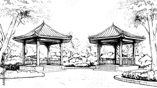 Two Contemporary style Pavilions designs, Contemporary style Pavilions vector graphic
