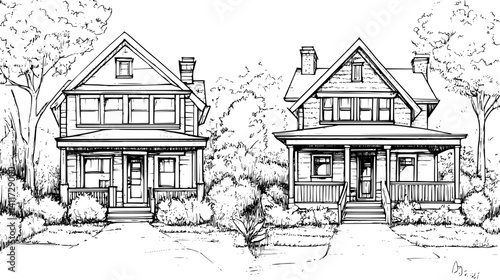 Two Craftsman style Post offices designs, Craftsman style Post offices vector graphic