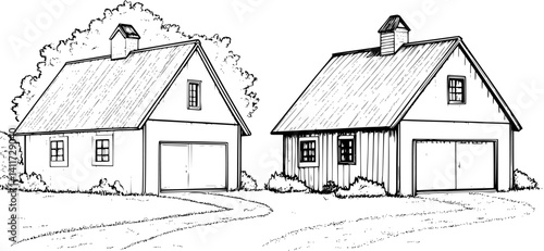 Two Farmhouse style Ice houses designs, Farmhouse style Ice houses vector graphic