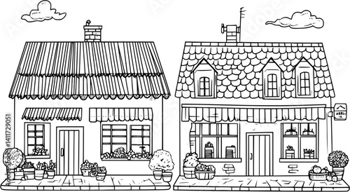 Two Farmhouse style General stores designs, Farmhouse style General stores vector graphic