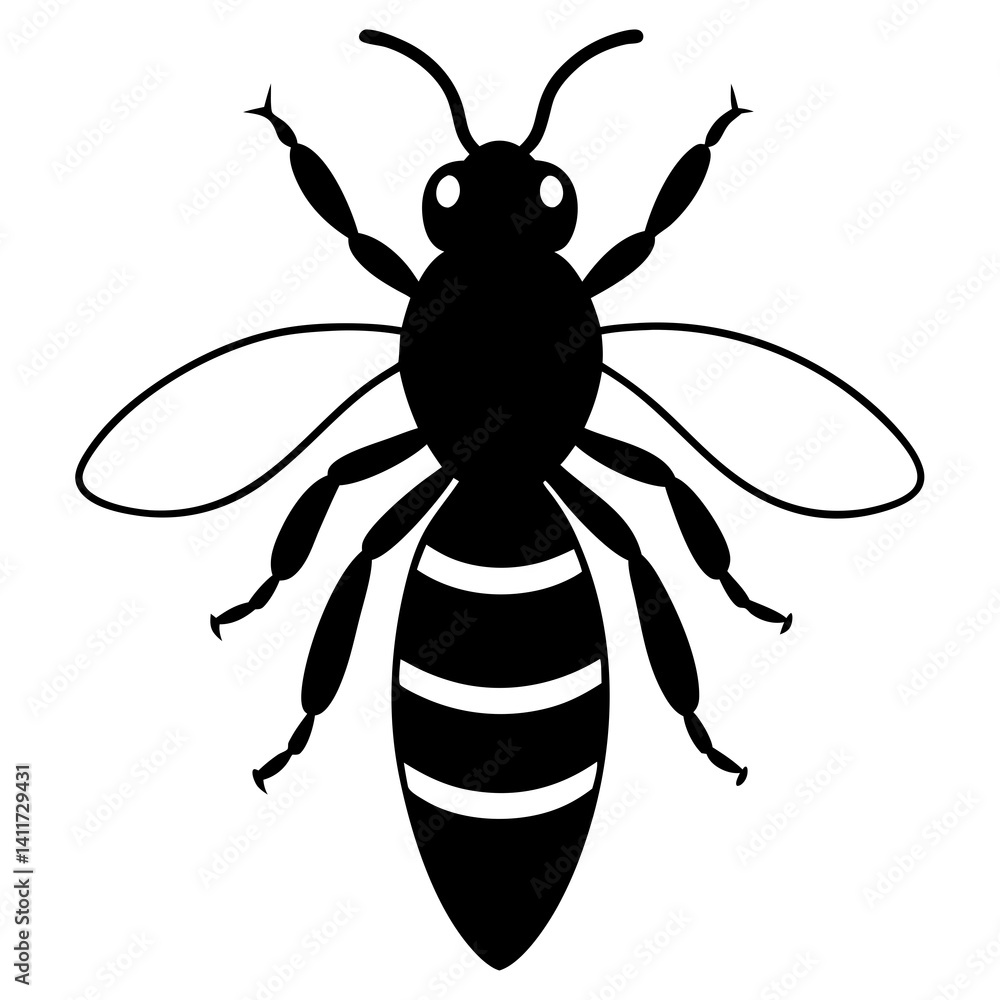 Fototapeta premium AI Generated Africanized Bee Vector Silhouette Isolate White Background