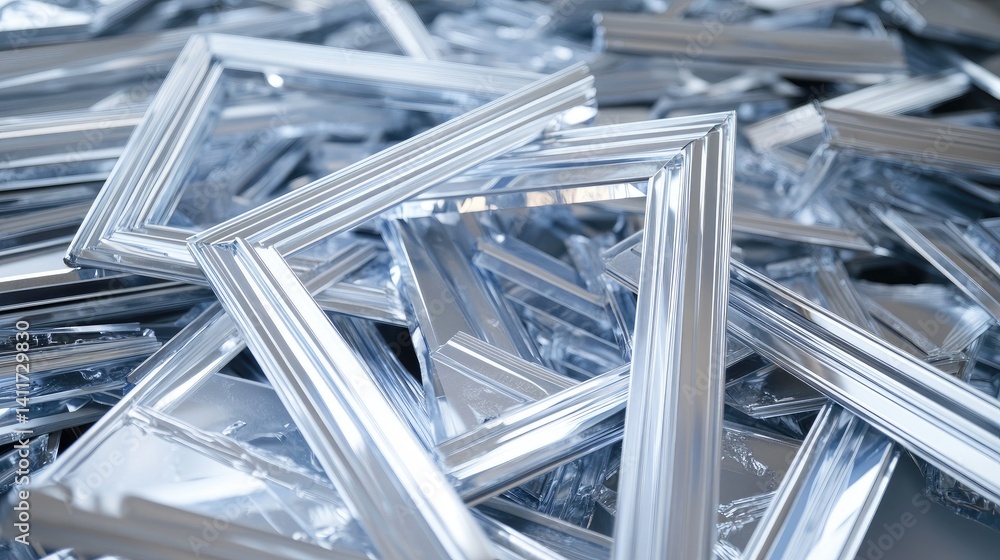Silver Photo Frames Stacked in Creative Arrangement on a Table