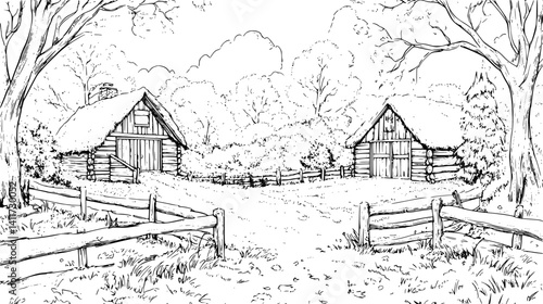 Two Ranch style Lodges designs, Ranch style Lodges vector graphic