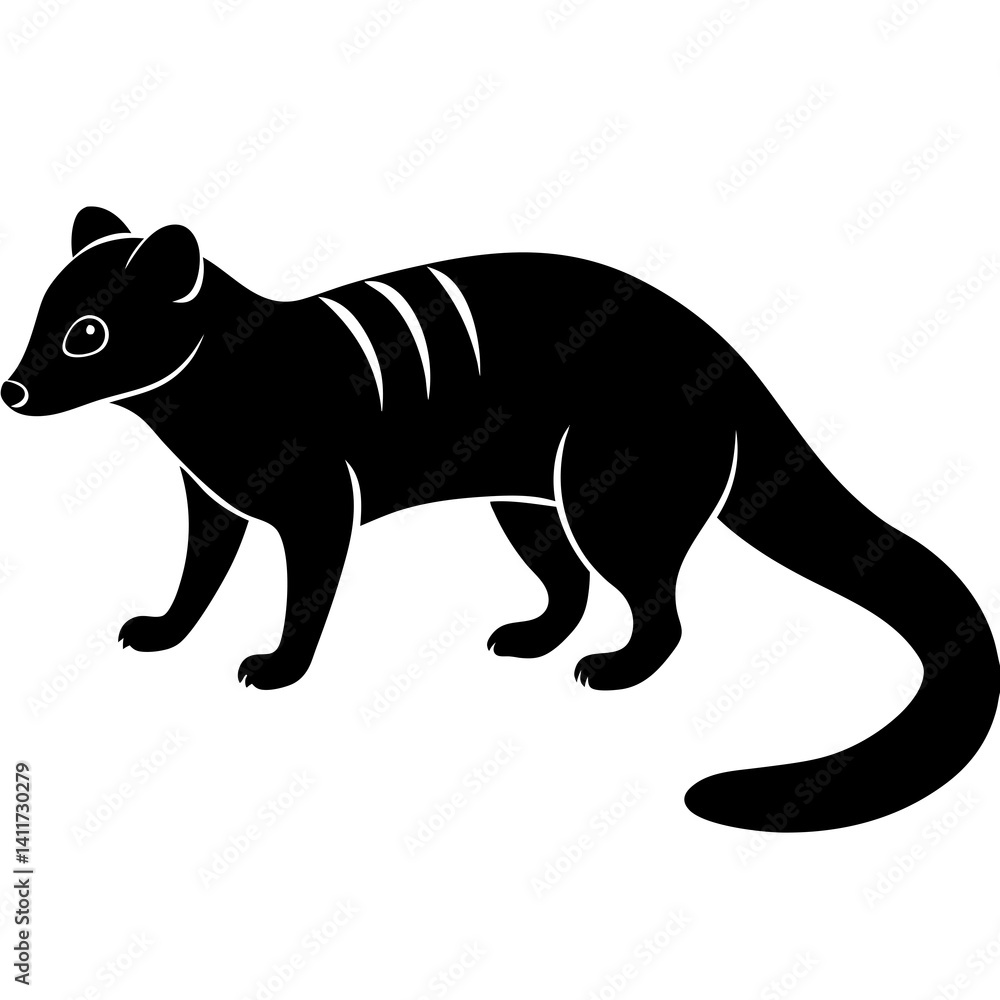 Fototapeta premium AI Generated African Palm Civet Vector Silhouette Isolate White Background