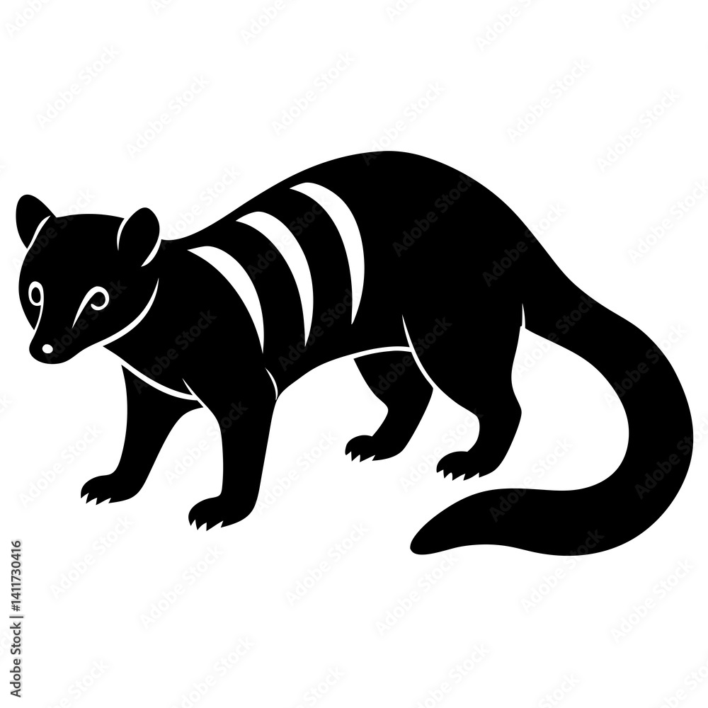Fototapeta premium AI Generated African Palm Civet Vector Silhouette Isolate White Background