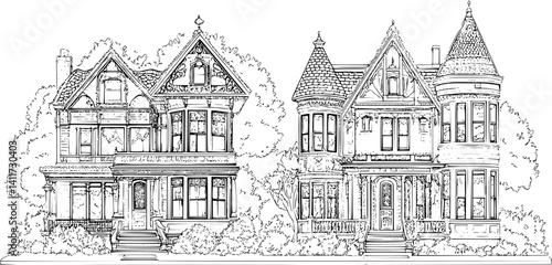 Two Victorian style Courthouses designs, Victorian style Courthouses vector graphic