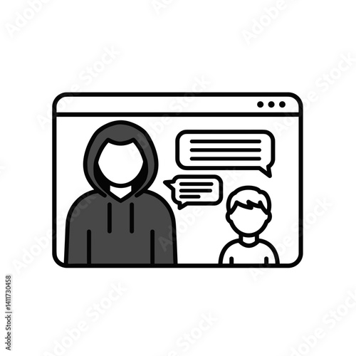 Online interaction with a scammer and a child in a digital setting  