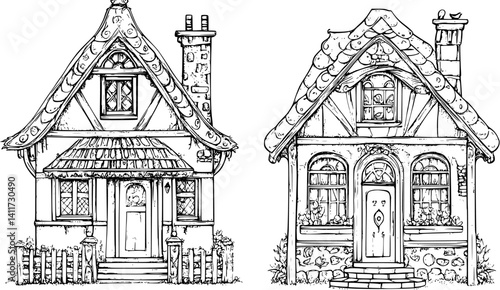 Two Victorian style Post offices designs, Victorian style Post offices vector graphic