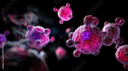 Abstract Representation of Biological Cells Under Microscope Vision