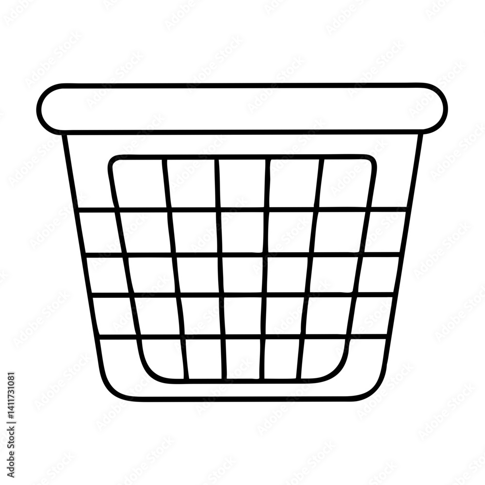 A Simple Line Drawing of an Empty Laundry Basket for Clothes A Simple Line Drawing of an Empty Laundry Basket for Clothes