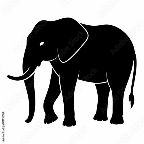 AI Generated African Forest Elephant Vector Silhouette Isolate White Background