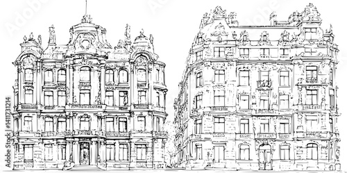 Two Baroque style Courthouses designs, Baroque style Courthouses vector image