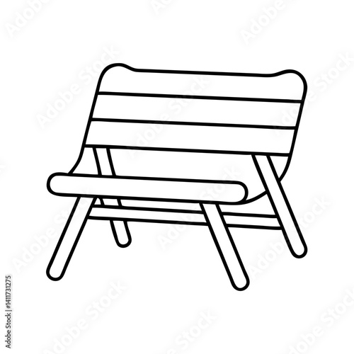 Simple Line Drawing of a Striped Wooden Park Bench or Outdoor Seat