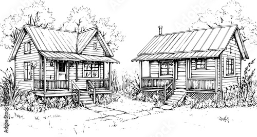 Two Cape Cod style Bungalows designs, Cape Cod style Bungalows vector image